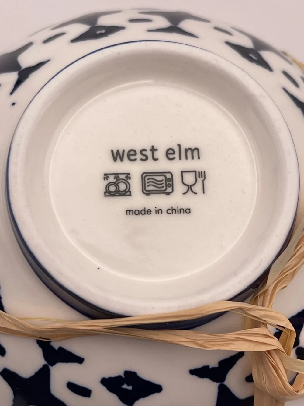 West Elm Indigo Tie Dye Nesting Bowls Set of 3 Stoneware Blue White